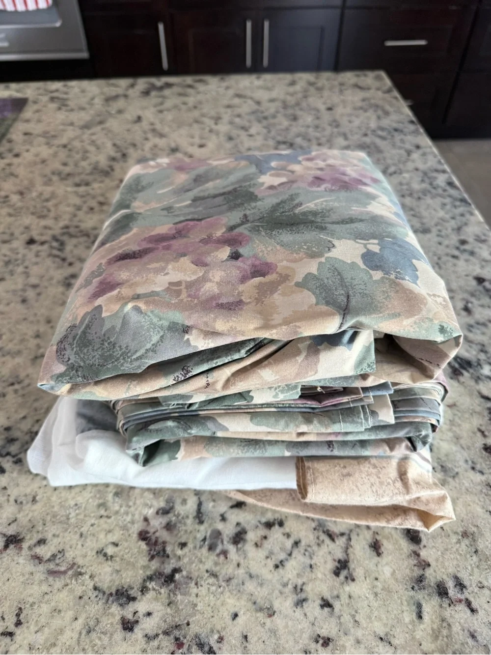 Crown Craft Floral Cotton Blend Sheet Set in Sage and Lavender